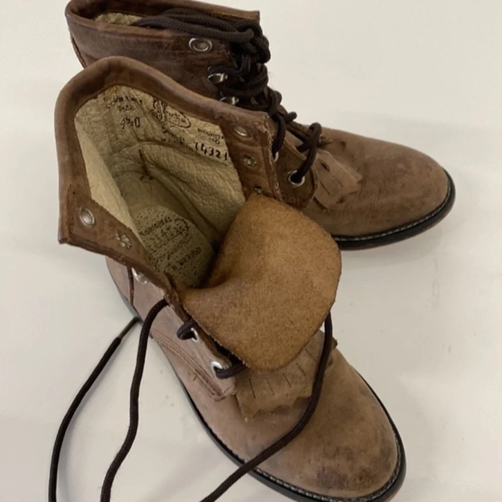 Justin cowboy lace up boots youth brown‎ 9.5D